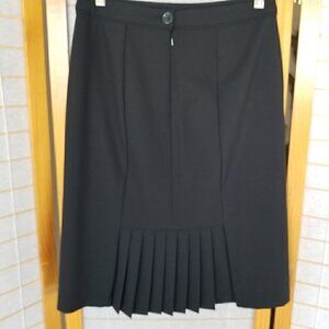 Black Pencil Skirt Size 4 Wool Blend Fishtail Pleat Stretch Career